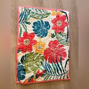 Tropical Pillow Sham Coral Green Beige Teal Yellow Standard Quilted